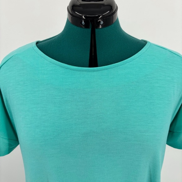 Reborn Turquoise Short Sleeve Button Sides A-Line Tunic Top, Medium - Picture 4 of 16